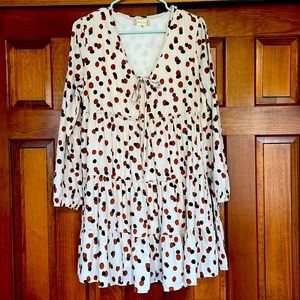 Altard state long sleeve tiered dress with polka dots